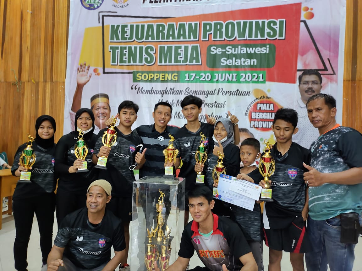 Selamat! Parepare Juara Umum Kejurda Tenis Meja se-Sulsel di Soppeng